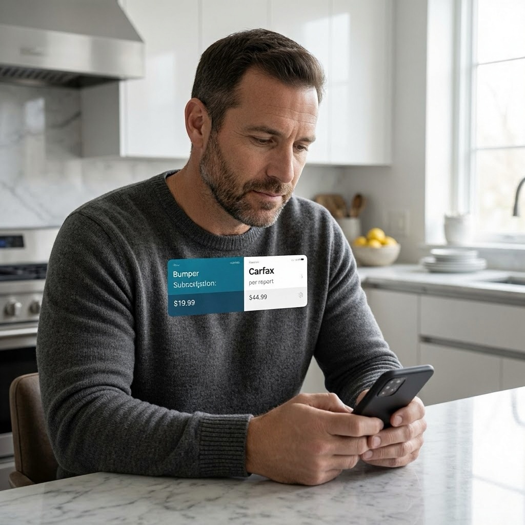 Comparing Bumper pricing with Carfax cost for vehicle reports