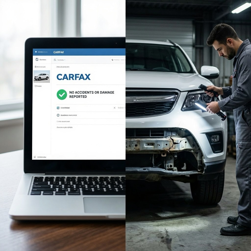 Clean Carfax report compared to actual vehicle condition