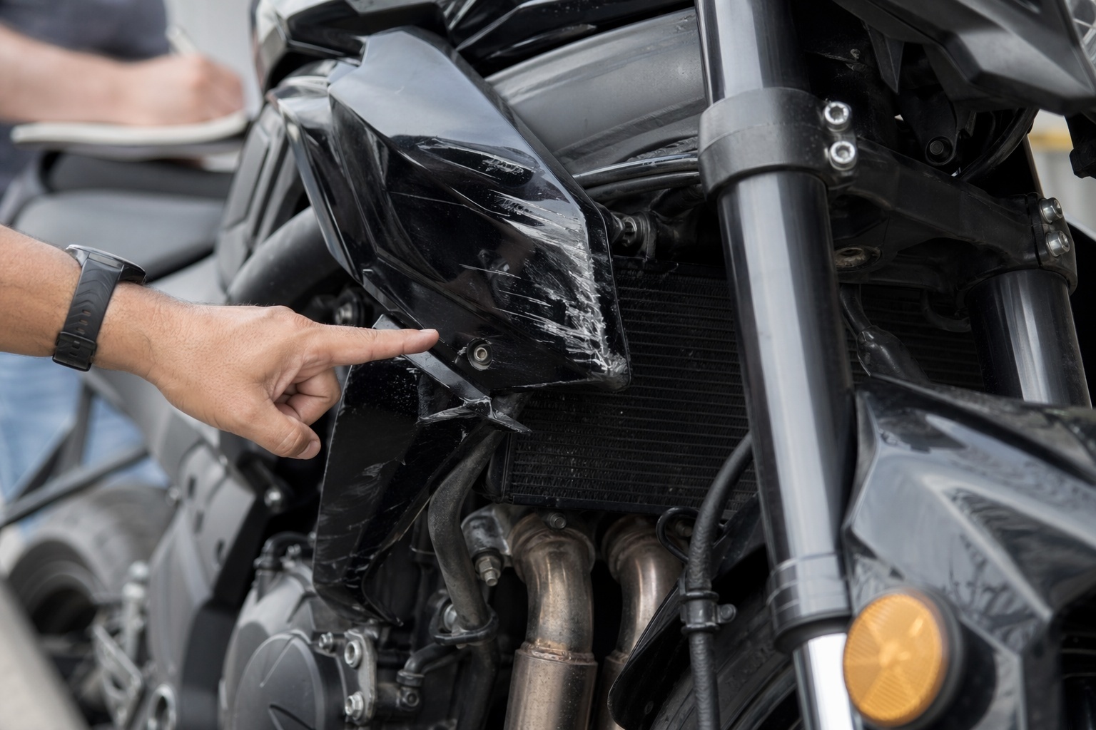 Inspecting a motorcycle for crash damage before buying