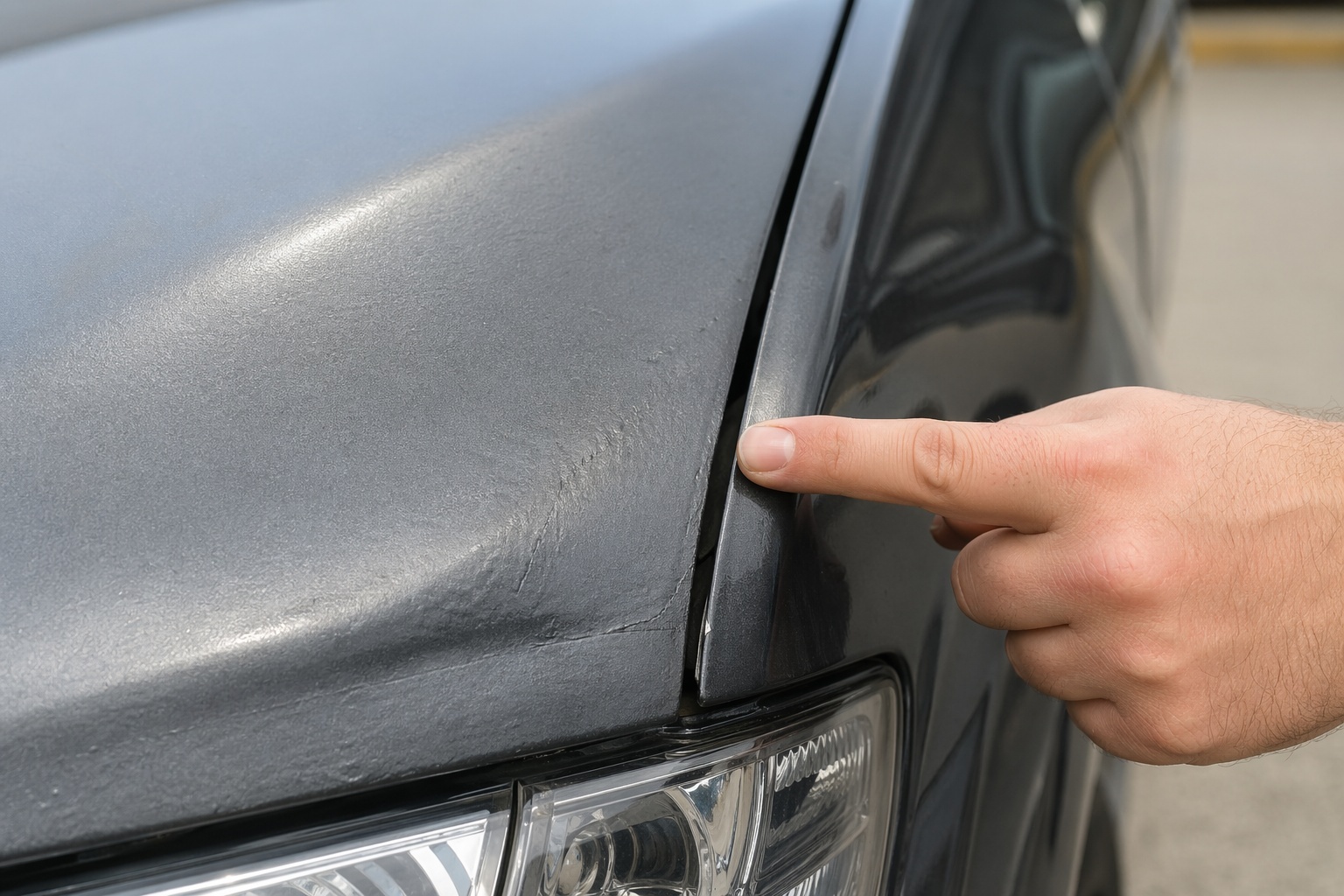 Signs of hidden accident damage like uneven panel gaps and paint mismatch