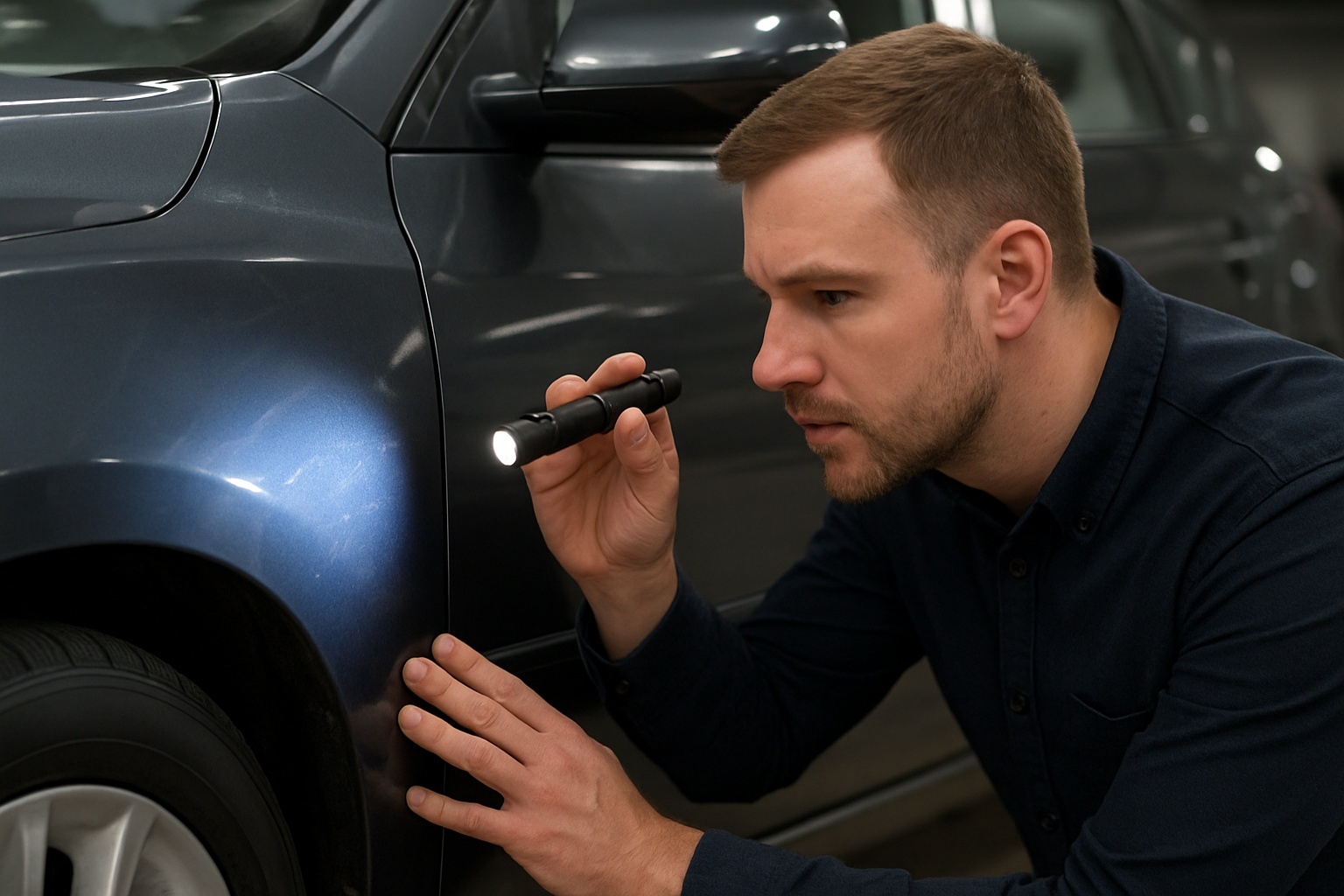 Inspecting a reconditioned vehicle for hidden repair issues