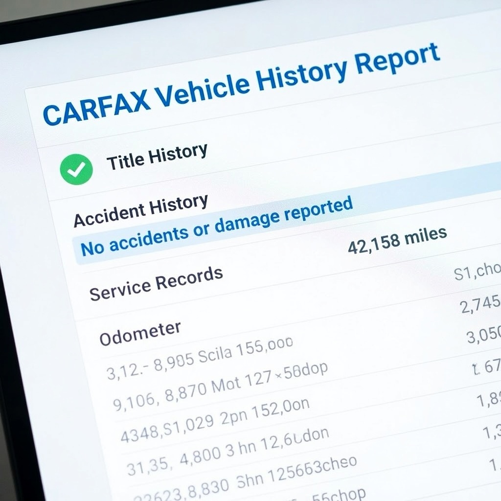 Carfax report sections including title accident and service history