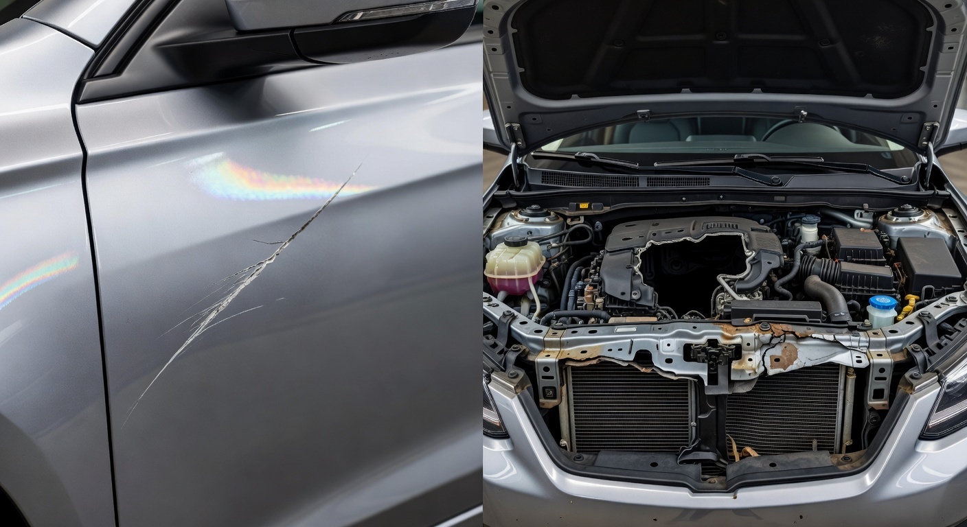 Minor cosmetic damage compared to hidden structural car damage