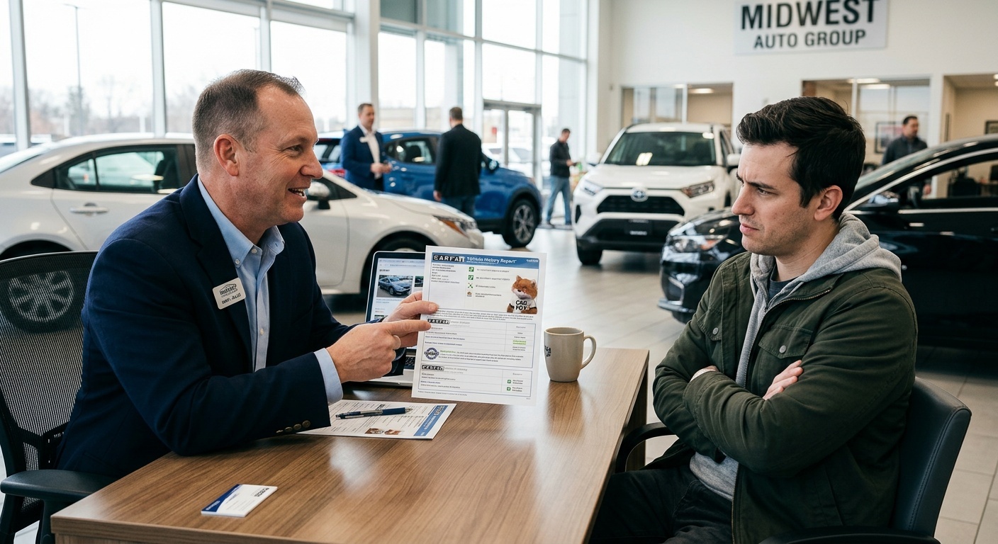 Seller presenting a clean Carfax report that may be misleading